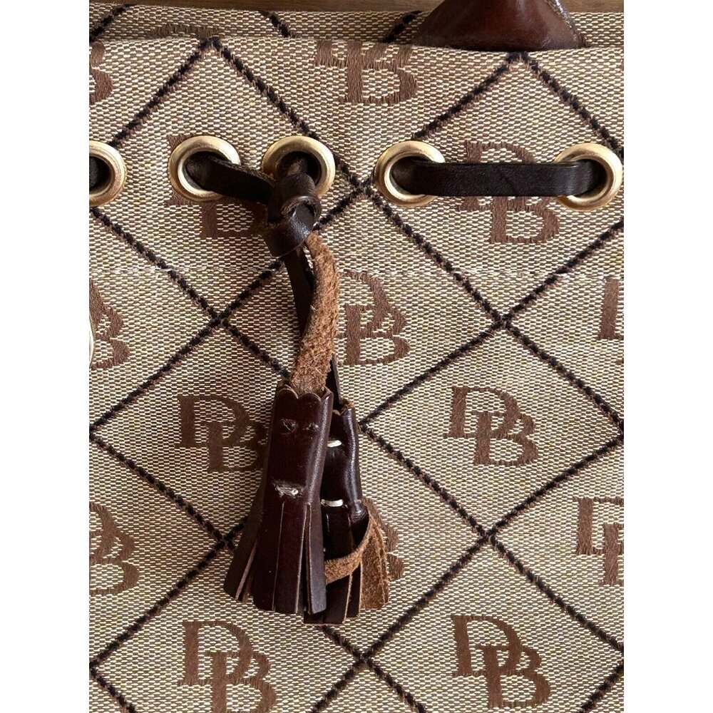 Vintage Dooney & Bourke Signature Monogram Small Hand Tote Purse Brown Leather - Picture 3 of 13